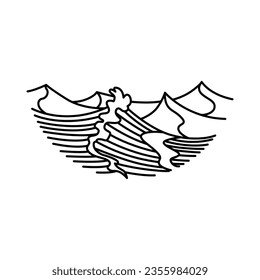 Oriental waves icon japan. Stylized ocean wave curl, japan style tsunami, sea swirl graphic. Oceanic water asian decorative ornamental splashes element. Sea wave line art vector illustration