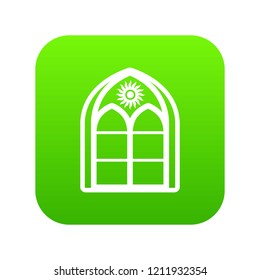 Oriental window frame icon green vector isolated on white background