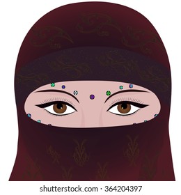 Oriental woman in hijab face cover