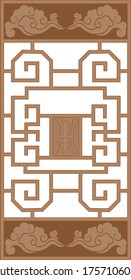 oriental wooden door vector frame
