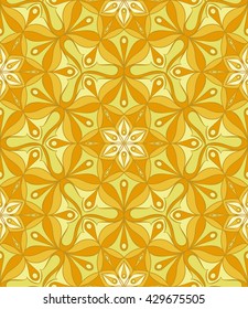 Oriental yellow floral seamless pattern. Oriental floral seamless pattern. Geometric abstract background. 