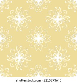 Ornamento vectorial oriental amarillo y blanco. Patrón vintage con elementos 3D de volumen, sombras y resaltados. Fondo tradicional clásico