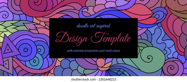 Oriental zentangle inspired design template with copy space.