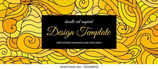 Oriental zentangle inspired design template with copy space.