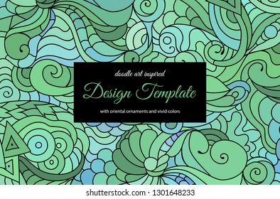 Oriental zentangle inspired design template with copy space.