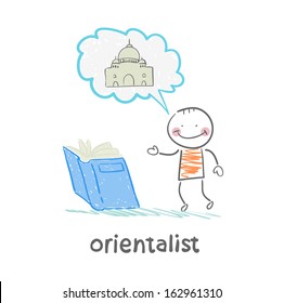 Orientalist reading a book about East