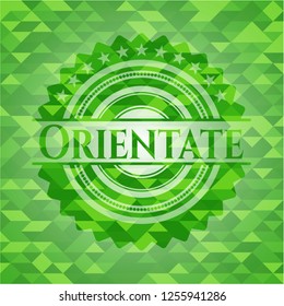 Orientate green emblem with mosaic background