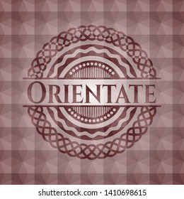 Orientate red geometric pattern emblem. Seamless.