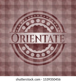 Orientate red seamless emblem with geometric pattern.