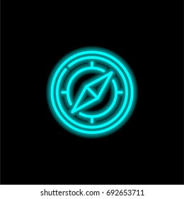 Orientation blue glowing neon ui ux icon. Glowing sign logo vector