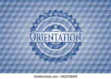 Orientation blue hexagon badge. Vector Illustration. Detailed.