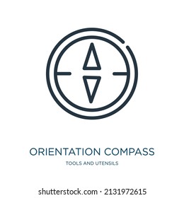 orientation compass thin line icon. navigation, orientation linear icons from tools and utensils concept isolated outline sign. Vector illustration symbol element for web design and apps.