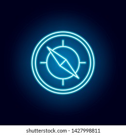 orientation, direction, circular outline icon in neon style. elements of education illustration line icon. signs, symbols can be used for web, logo, mobile app, UI, UX