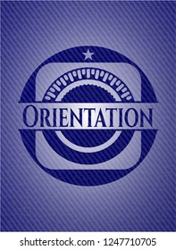 Orientation emblem with jean background