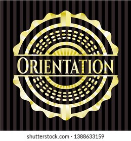 Orientation golden badge or emblem. Vector Illustration. Detailed.