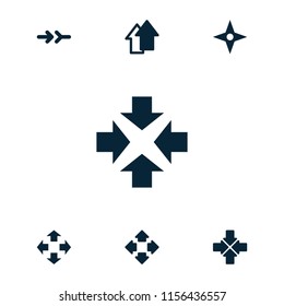 Orientation icon. collection of 7 orientation filled icons such as move, arrow up, compass. editable orientation icons for web and mobile.