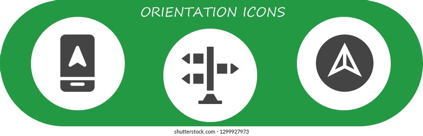  orientation icon set. 3 filled orientation icons.  Simple modern icons about  - Arrow, Signpost, Navigation