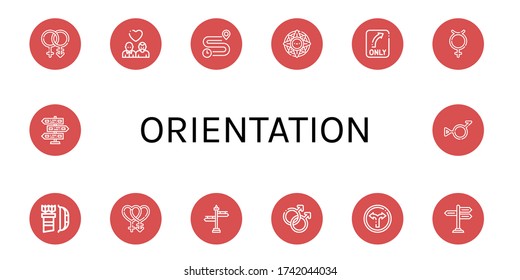 conjunto de iconos de orientación. Colección de íconos Bisexuales, Gays, Distancia, Vidrio, Giro, Hermafrodita, Flecha, Señal, Iconos Bisexuales