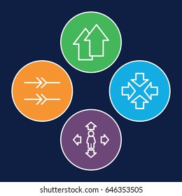 Orientation icons set. set of 4 orientation outline icons such as man move, arrow up, arrow