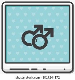 Orientation illustration. Mars double icon. Gender icon. Gay symbol.