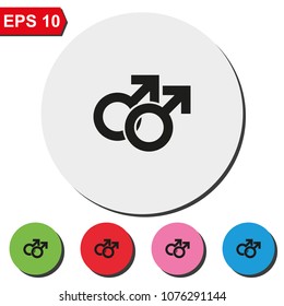 Orientation illustration. Mars double icon. Gender icon. Gay symbol.
