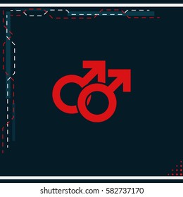 Orientation illustration. Mars double icon. Gender icon. Gay symbol.