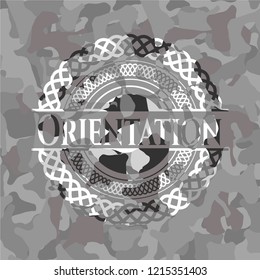 Orientation on grey camouflage pattern