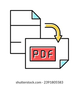 orientation pdf file color icon vector. orientation pdf file sign. isolated symbol illustration