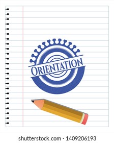 Orientation pen effect. Blue ink. Vector Illustration. Detailed.