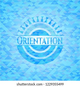Orientation realistic light blue mosaic emblem