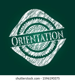Orientation written on a blackboard. Vector Illustration. Detailed.