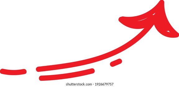 Orientational red arrow, illustration, vector on white background.