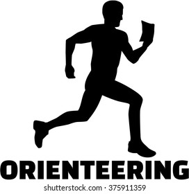Orienteering silhouette with word