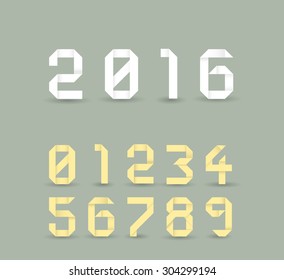Origami 2016 logo and set of numbers. Illustration