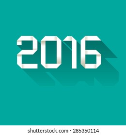 Origami 2016 symbol on turquoise background