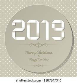 Origami 2019 symbol on a grey background with polka dots.