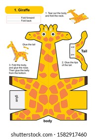 origami 3d folding paper kid education with giraffe
