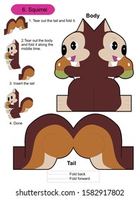 origami 3d folding paper kid education with squirrel