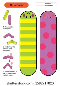 origami 3d folding paper kid education with inchworm