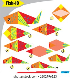 origami 3d folding paper for kid education with Fish 10