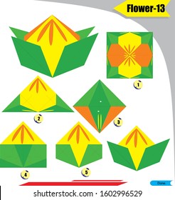 origami 3d folding paper for kid education with Flower 13