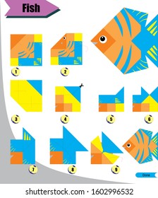 origami 3d folding paper for kid education with Fish