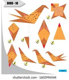 Origami 3d folding paper for kid education with Bird 18