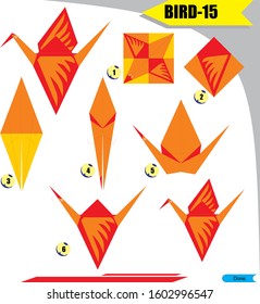 origami 3d folding paper for kid education with Bird 15