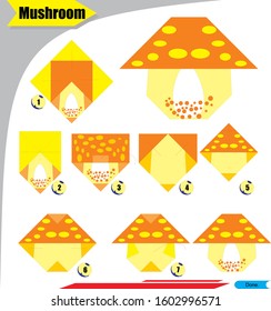 origami 3d folding paper for kid education with Mushroom