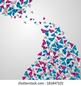 Origami  abstract background. Paper butterfly in the sky.