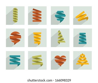 Origami abstract elements for design. Paper shadow icon shape. Infographics.