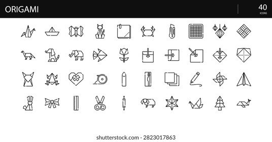 Origami Advanced Complex Geometric Modular Structure Icon Set