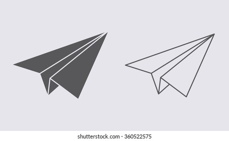 Origami airplane flying icon set . Vector illustration