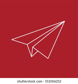 Origami airplane flying icon . Vector illustration